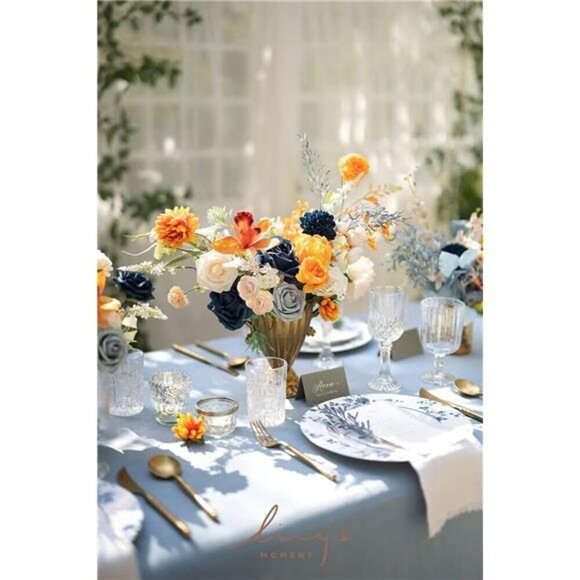 Navy Blue Fake Flowers 25pcs DIY Wedding Bouquet Centerpiece Decor Stems - Picture 5 of 7